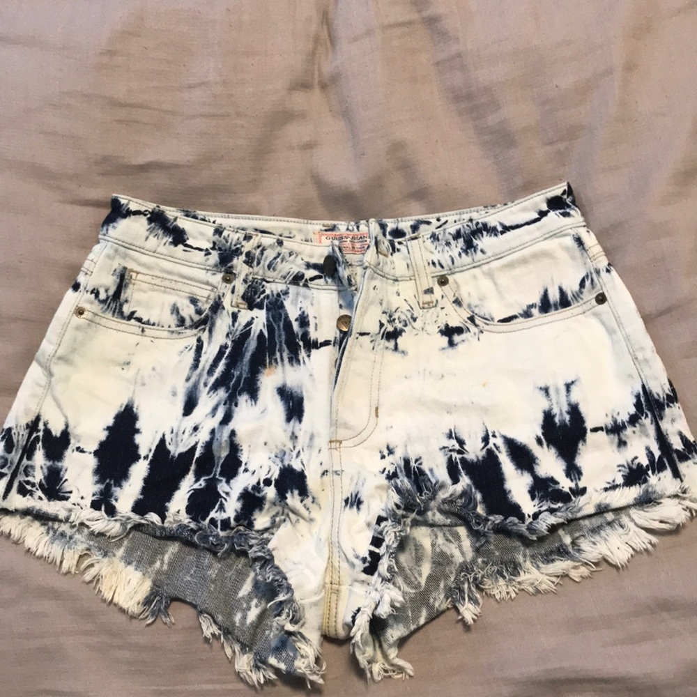 Guess Jeans High Waisted Acid Wash Denim Shorts 28
